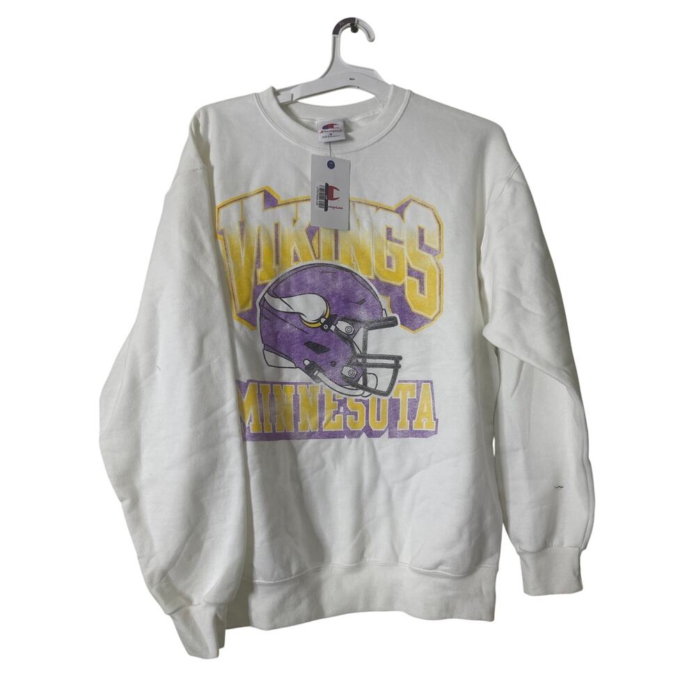 Champion NFL Minnesota Vikings White Crewneck Sweatshirt M d2